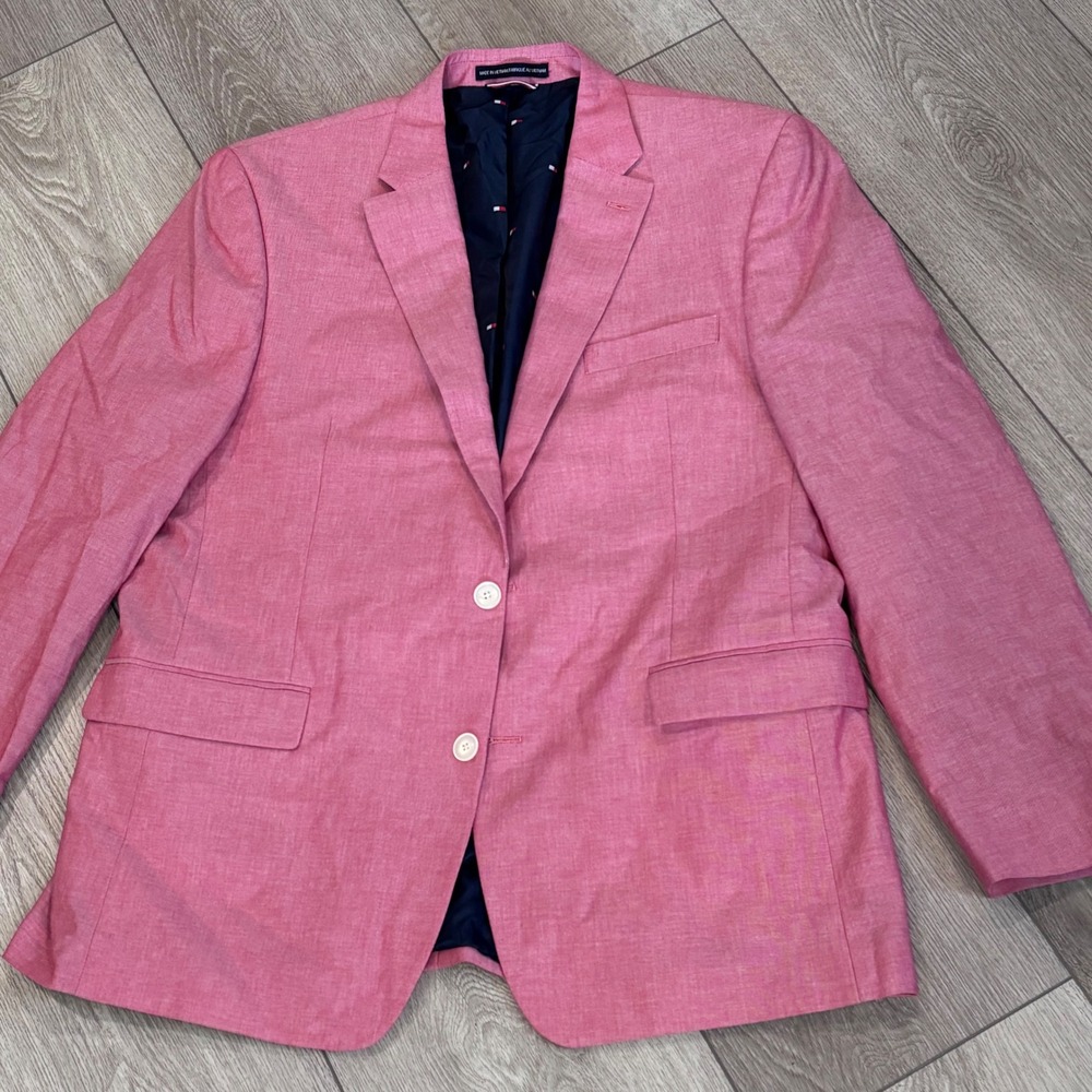 Tommy Hilfiger Blazer Mens 44R Pink Cotton 2-Button Sport Coat Jacket Formal